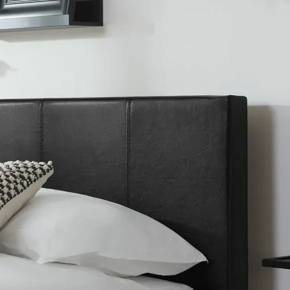 Ottoman Bed Frame with Storage - Black, Faux Leather