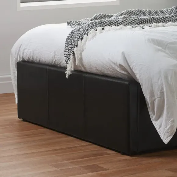 Ottoman Bed Frame with Storage - Black, Faux Leather