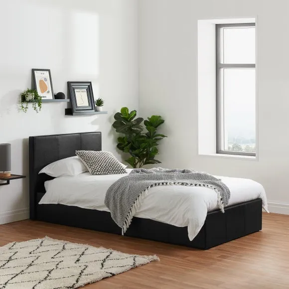 Ottoman Bed Frame with Storage - Black, Faux Leather image