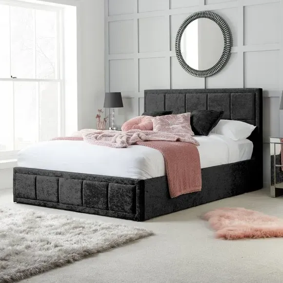 Ottoman Bed Frame with Storage - Black, Velvet image