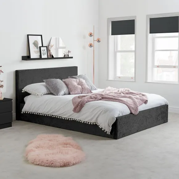 Ottoman Bed Frame with Storage - Black, Velvet