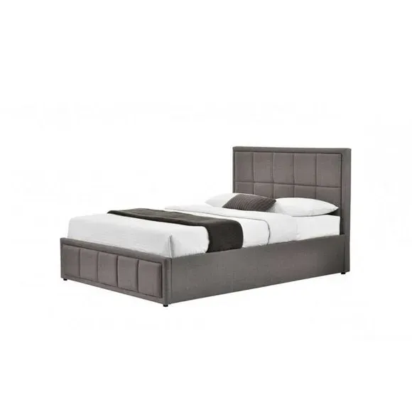 Ottoman Bed Frame with Storage - Grey, Fabric