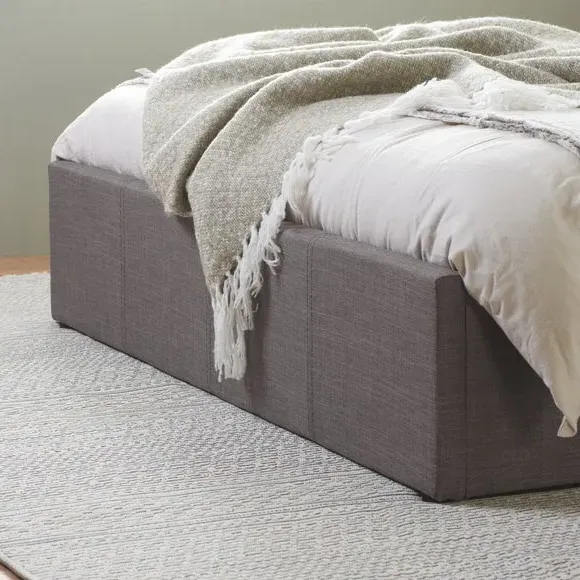 Ottoman Bed Frame with Storage - Grey, Fabric