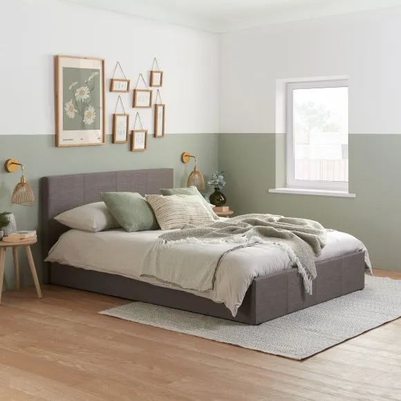 Ottoman Bed Frame with Storage - Grey, Fabric