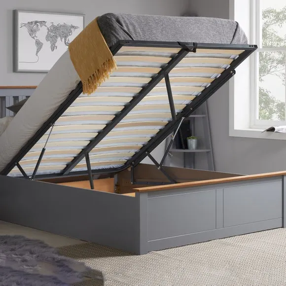 Ottoman Bed Frame with Storage - Grey, Wood