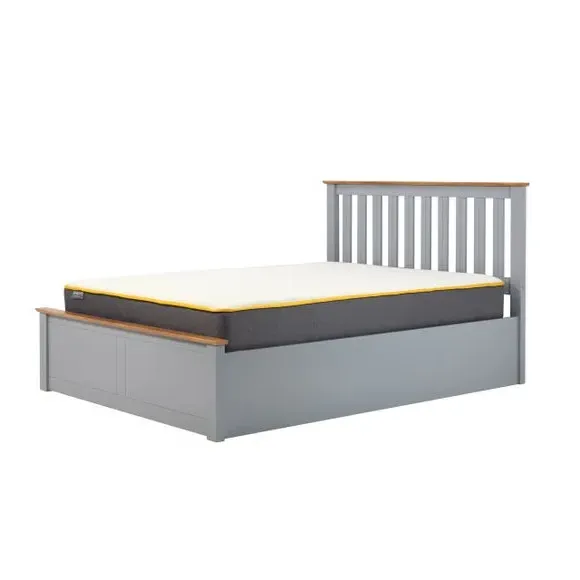 Ottoman Bed Frame with Storage - Grey, Wood
