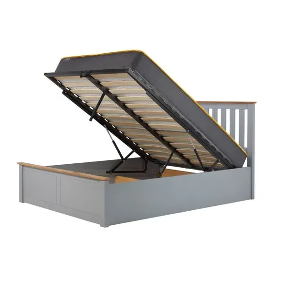 Ottoman Bed Frame with Storage - Grey, Wood