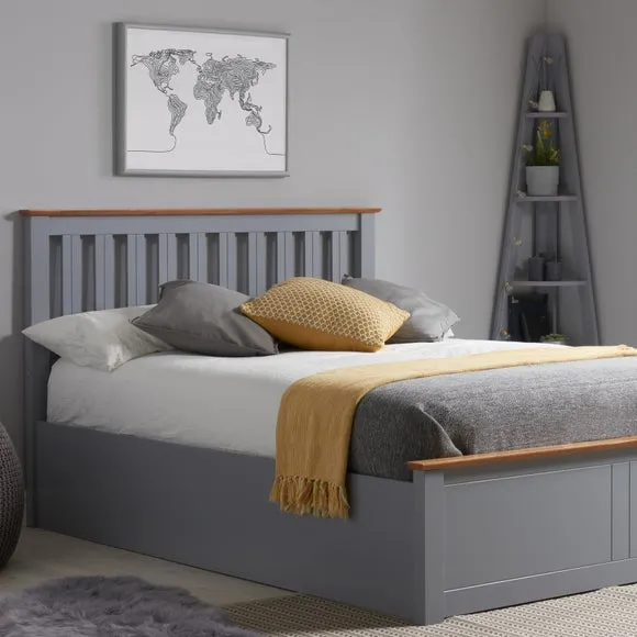 Ottoman Bed Frame with Storage - Grey, Wood