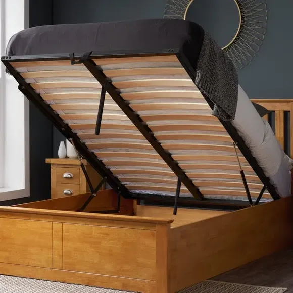 Ottoman Bed Frame with Storage - Light Oak