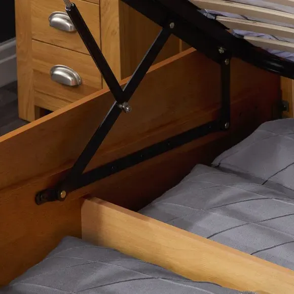 Ottoman Bed Frame with Storage - Light Oak