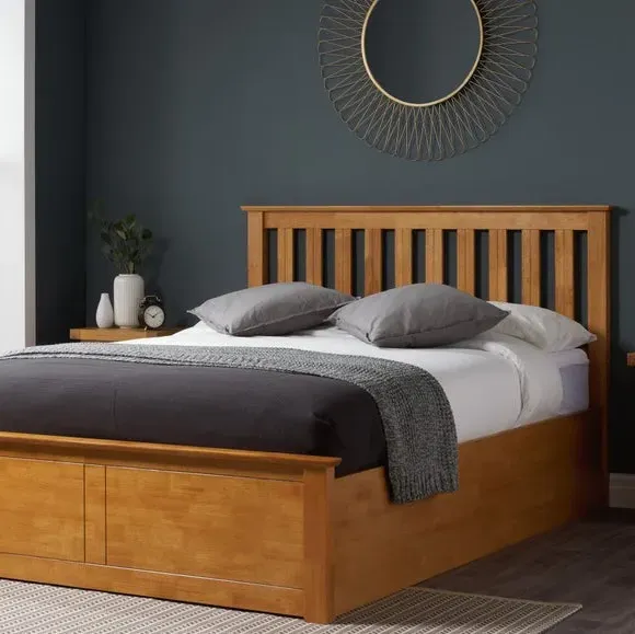 Ottoman Bed Frame with Storage - Light Oak