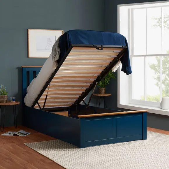 Ottoman Bed Frame with Storage - Navy, Wood
