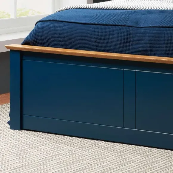 Ottoman Bed Frame with Storage - Navy, Wood