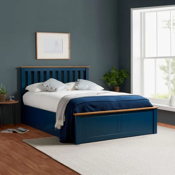 Ottoman Bed Frame with Storage - Navy, Wood