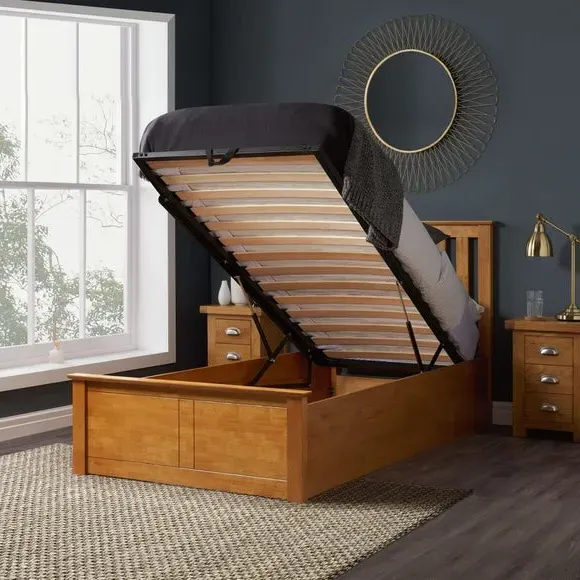 Ottoman Bed Frame with Storage - Oak, Wood