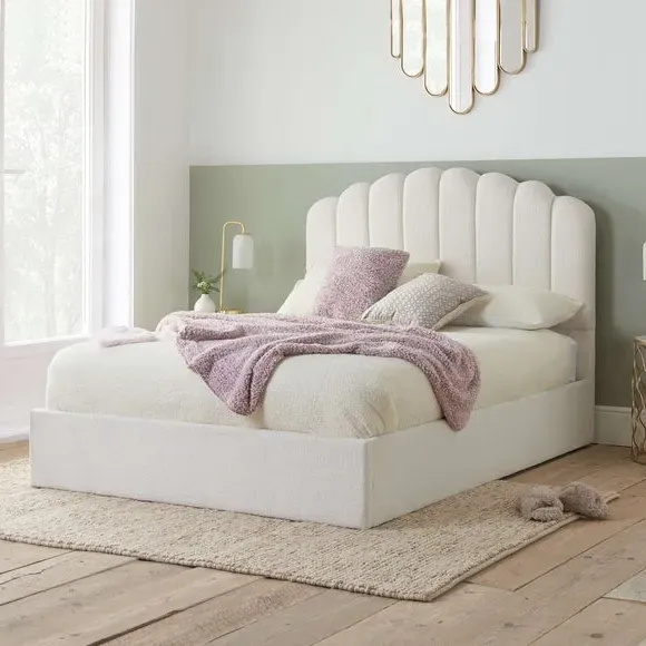 Ottoman Bed Frame with Storage - Off-White, Fabric image