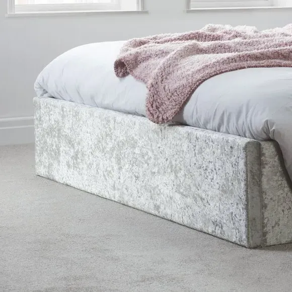 Ottoman Bed Frame with Storage - Silver, Velvet