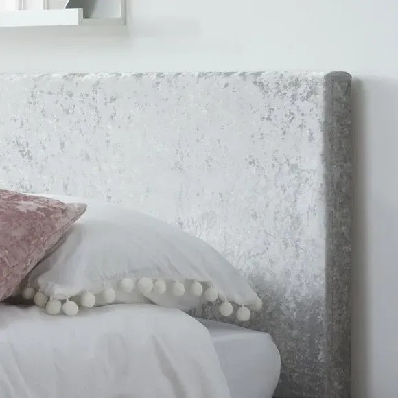 Ottoman Bed Frame with Storage - Silver, Velvet