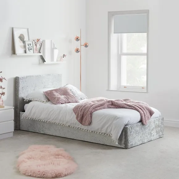 Ottoman Bed Frame with Storage - Silver, Velvet image