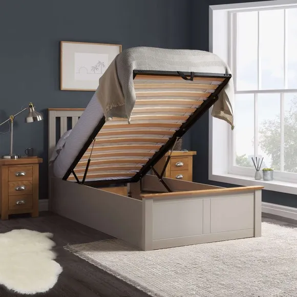 Ottoman Bed Frame with Storage - Smoke, Wood