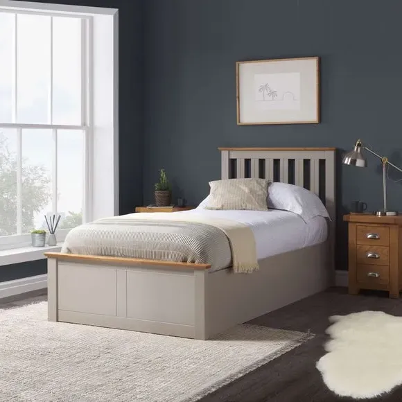 Ottoman Bed Frame with Storage - Smoke, Wood