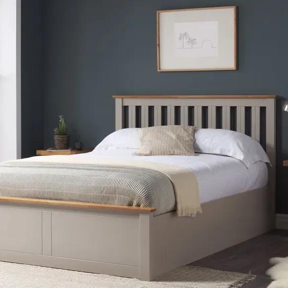Ottoman Bed Frame with Storage - Smoke, Wood