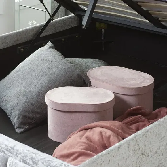 Ottoman Bed Frame with Storage - Steel, Velvet