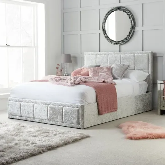 Ottoman Bed Frame with Storage - Steel, Velvet