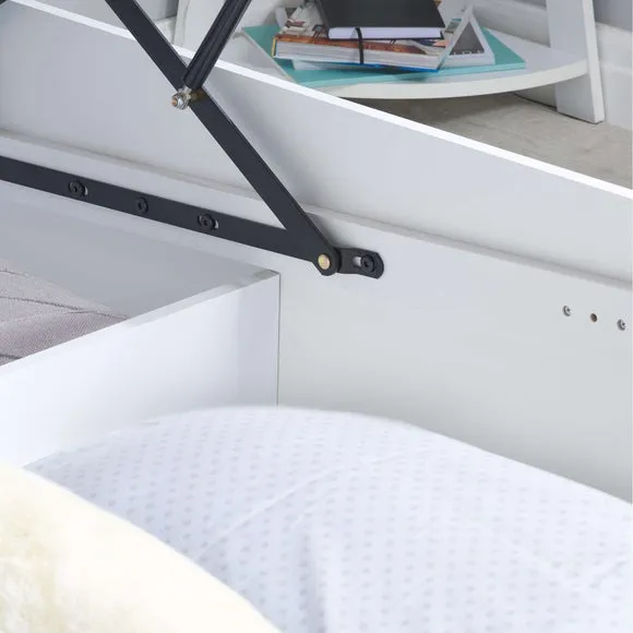 Ottoman Bed Frame with Storage - White, Wood