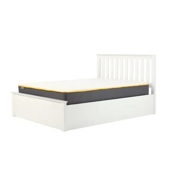 Ottoman Bed Frame with Storage - White, Wood