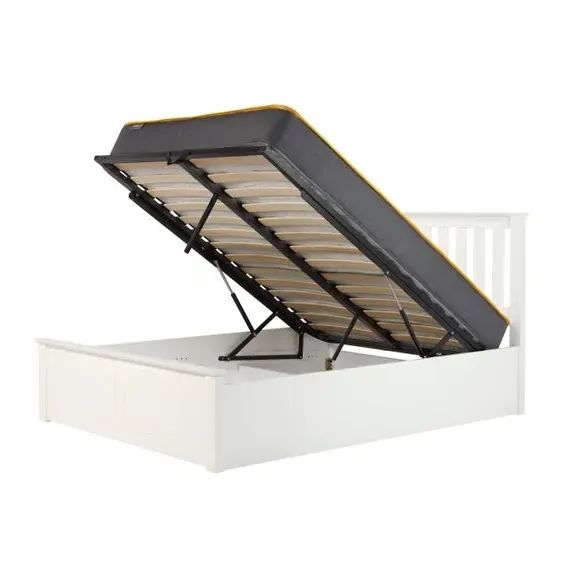 Ottoman Bed Frame with Storage - White, Wood