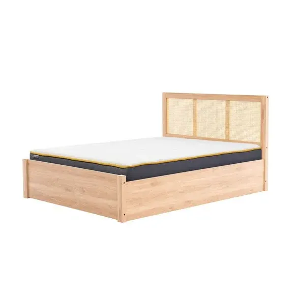 Ottoman Bed with Storage - Brown, Rattan