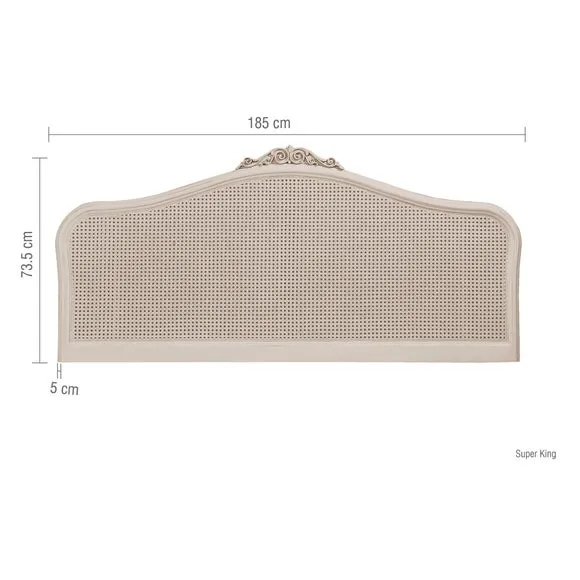 Rattan Headboard with Carved Details - Cream