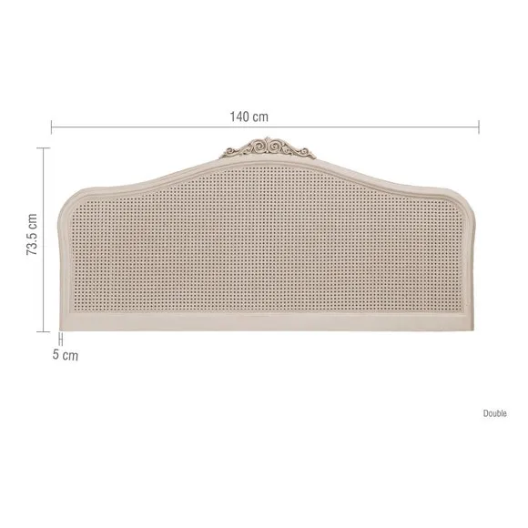 Rattan Headboard with Carved Details - Cream