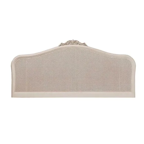Rattan Headboard with Carved Details - Cream image