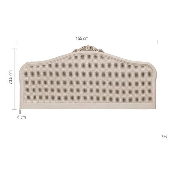 Rattan Headboard with Carved Details - Cream