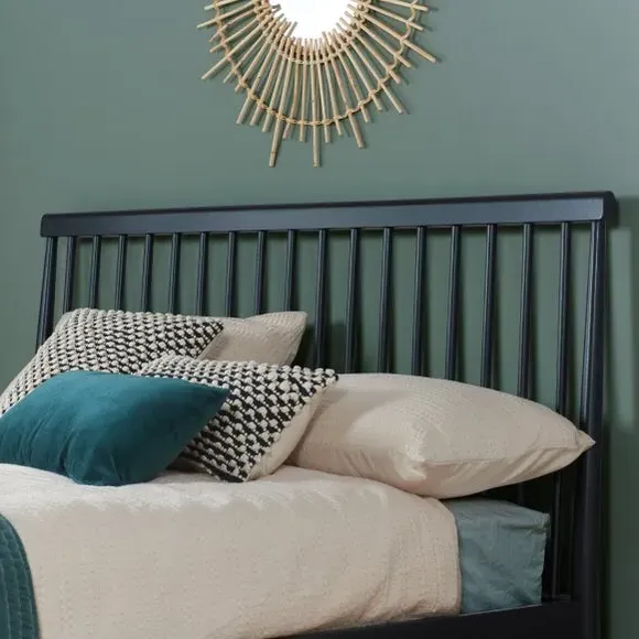 Spindle Bed Frame - Black, Oak Wood