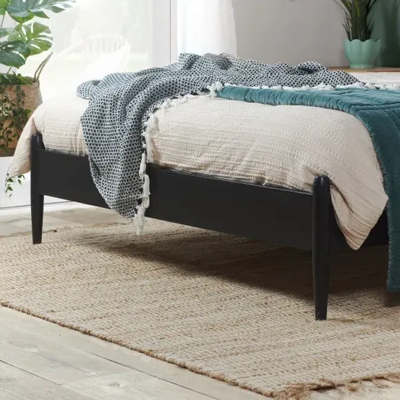 Spindle Bed Frame - Black, Oak Wood