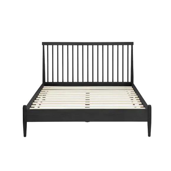 Spindle Bed Frame - Black, Oak Wood