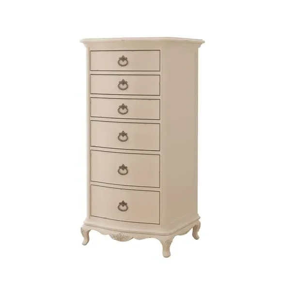 Tall Chest of Drawers with Carved Detail - Cream