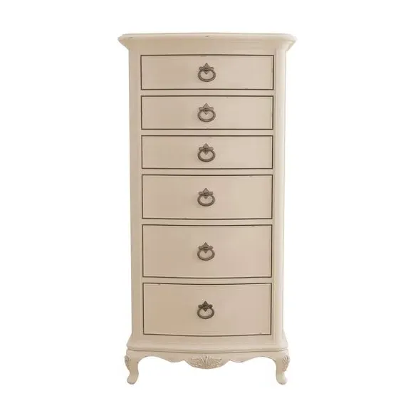 Tall Chest of Drawers with Carved Detail - Cream
