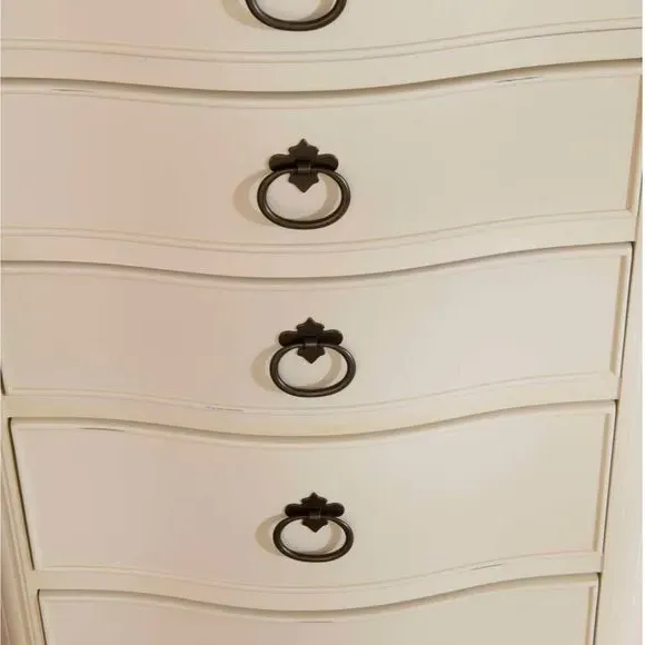 Tall Chest of Drawers with Carved Detail - Cream