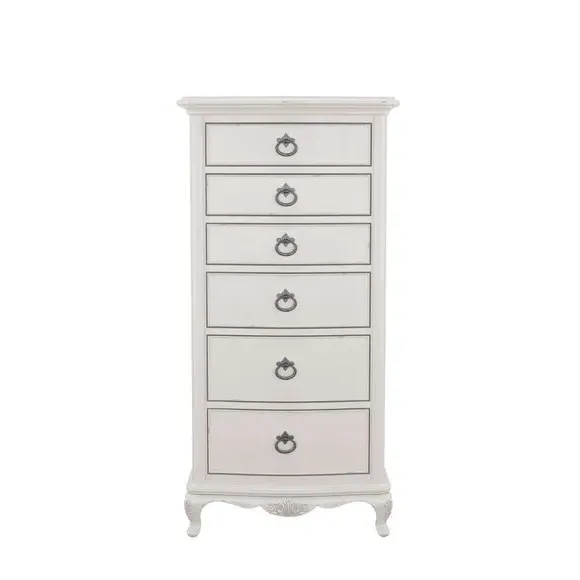 Tall Chest of Drawers with Carved Details - Grey