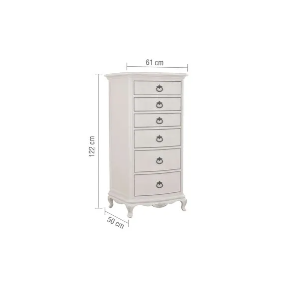 Tall Chest of Drawers with Carved Details - Grey