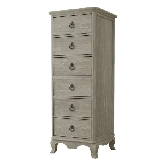 Tallboy Chest with 6 Drawers - Oak, Solid Wood