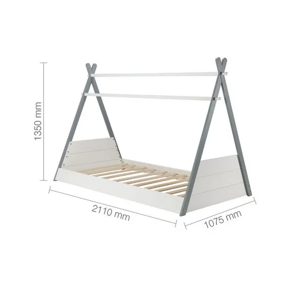 Teepee Bed Frame with Canopy - White