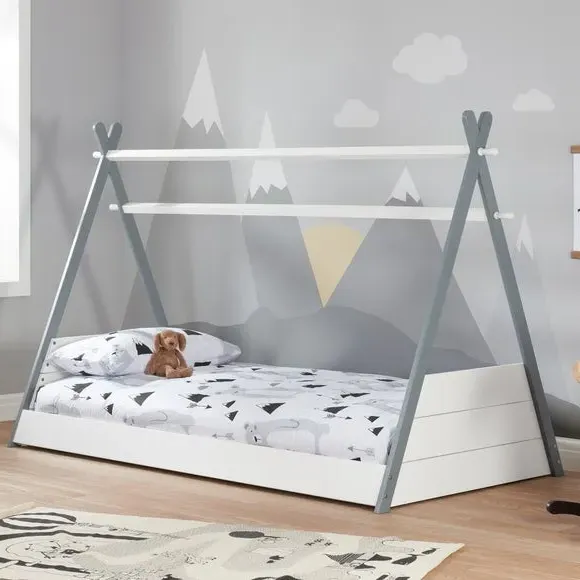 Teepee Bed Frame with Canopy - White