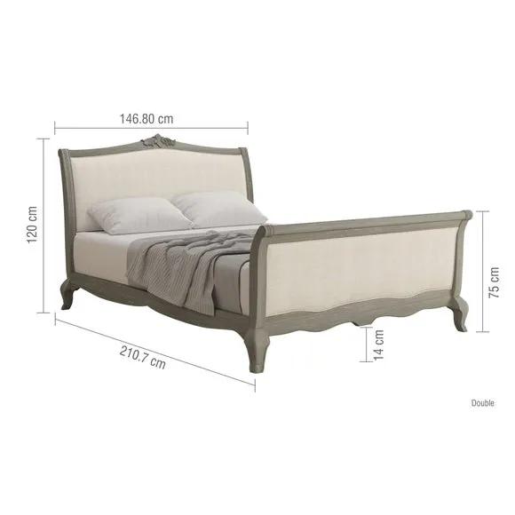 Upholstered Bed Frame - Oak, Solid Wood