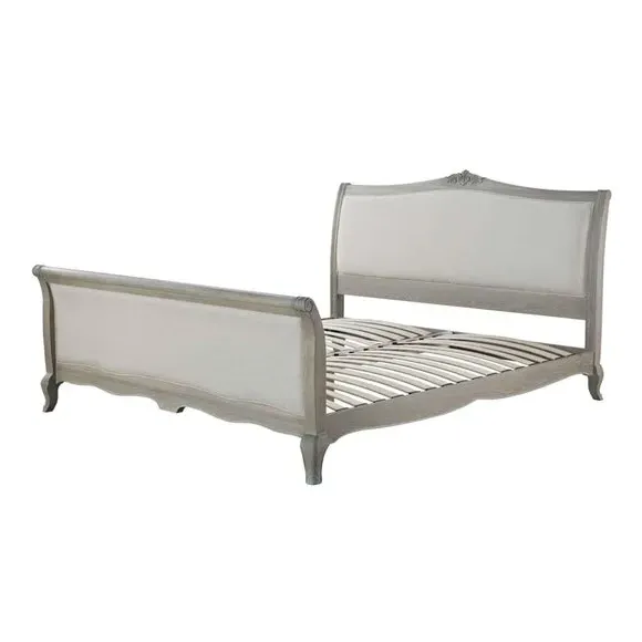 Upholstered Bed Frame - Oak, Solid Wood