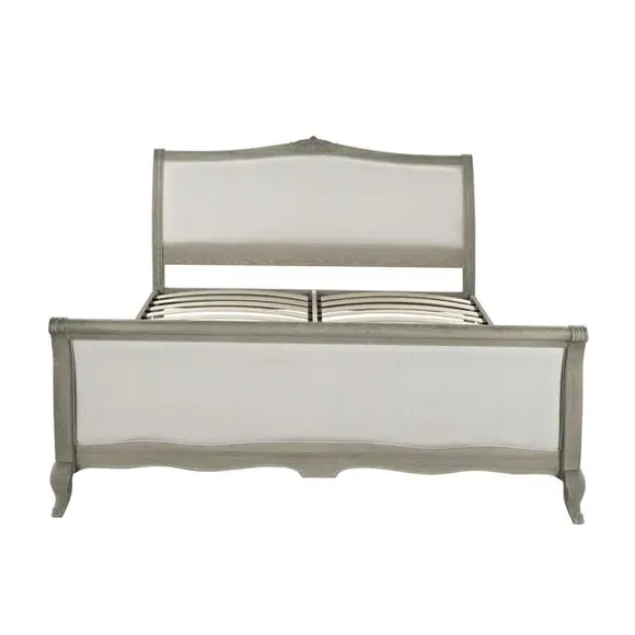 Upholstered Bed Frame - Oak, Solid Wood